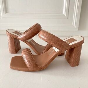 NWOT Dolce Vita Pascoe Square Toe Brown Snake Print Heels Sz 8.5
